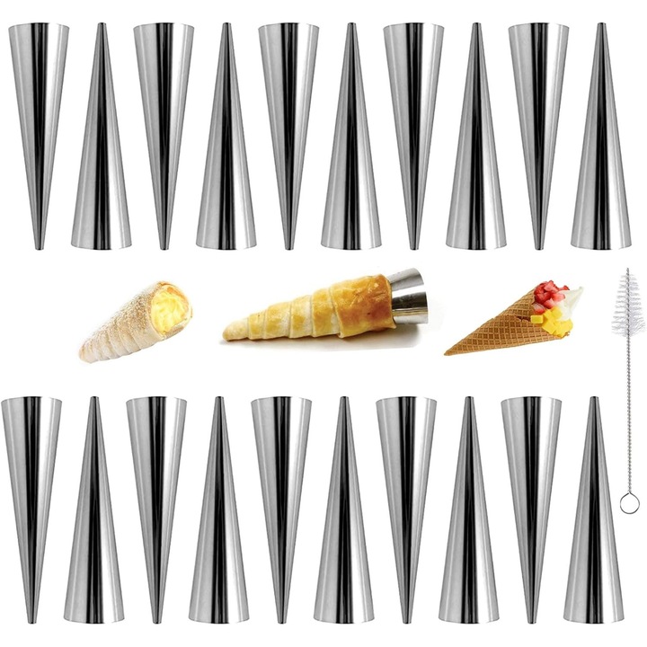 Set 20 forme conice pentru croissante, inox, 8.6x2.6cm, non-aderente