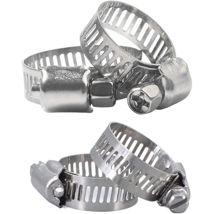 Rozsdamentes acél tömlőbilincsek, 10 darabos készlet, 8mm-12mm, rozsdaálló, állítható