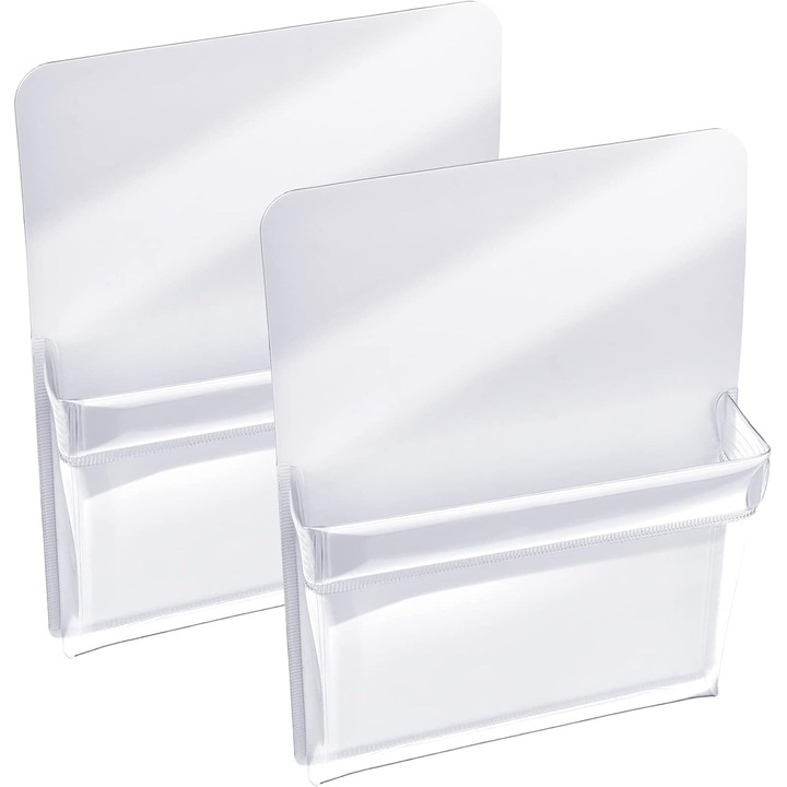 Set 2 suporturi magnetice pentru pixuri, plastic, alb, 16.5x12x2cm