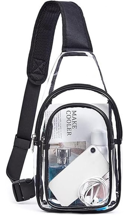 Geanta crossbody transparenta, 6.7x3.5x11 inches, cu curea ajustabila, pentru evenimente sportive si calatorii