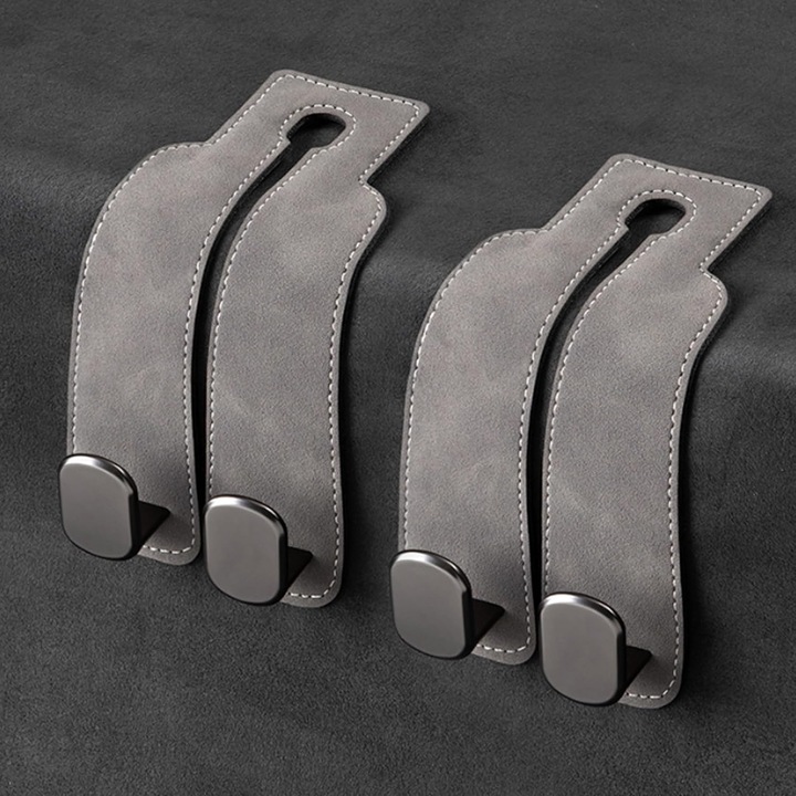 Suporturi auto, 2 buc, pentru cap, organizare genti si portofele, gri