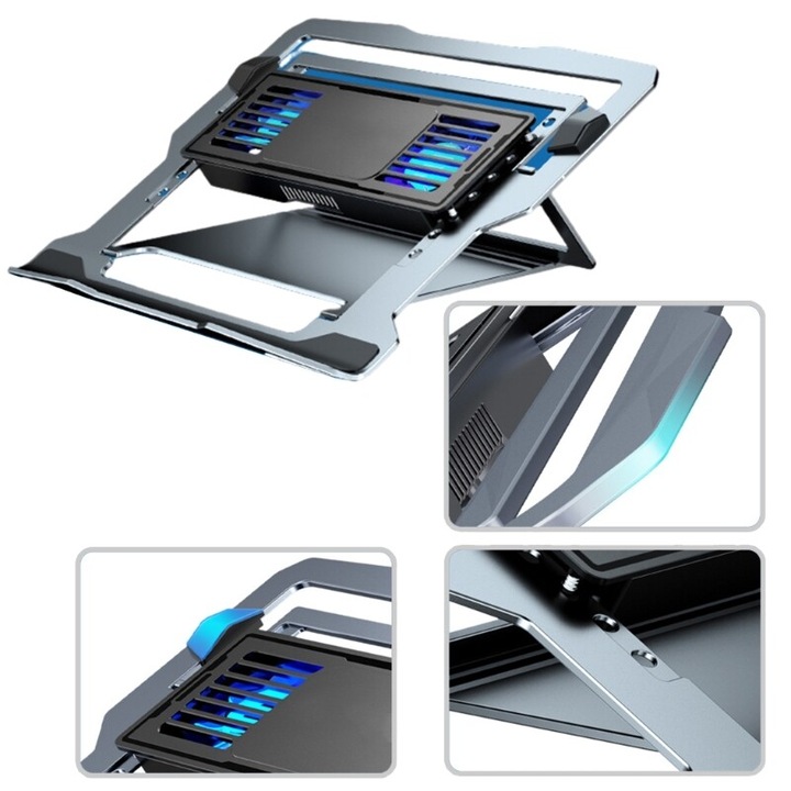 Pad de racire pentru laptop, set, aluminiu, 307x263x25mm, multicolor