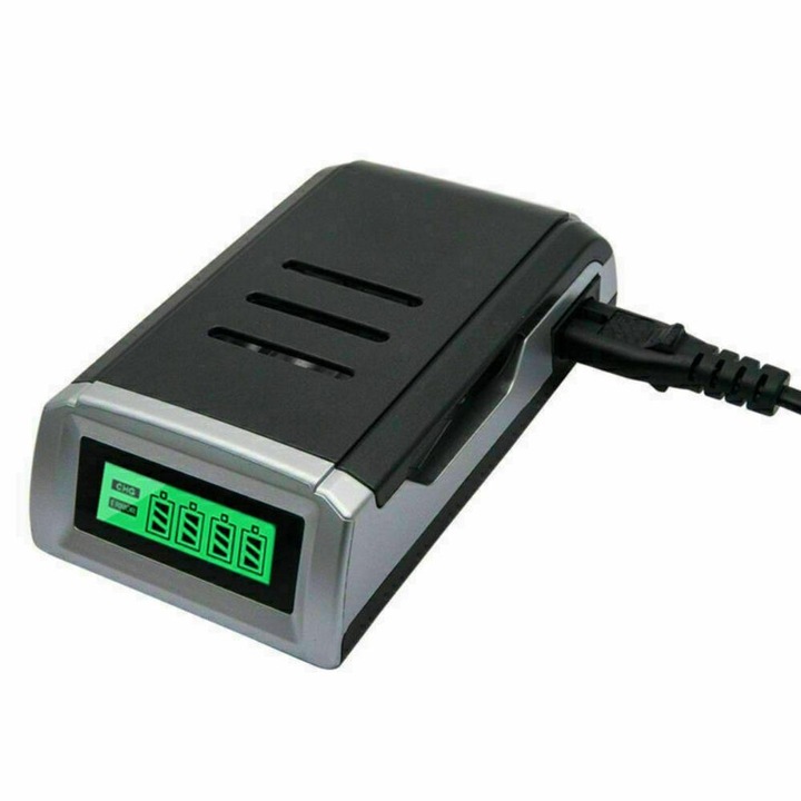 Incarcator universal pentru baterii AA/AAA, 115x66x31mm, 1W, set inclusiv cablu de incarcare