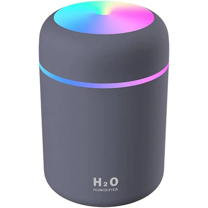 Umidificator portabil 300ml cu lumini colorate, moduri de pulverizare, pentru masina si birou