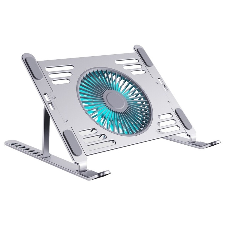 Racitor laptop, suport ajustabil, aluminiu, argintiu, 25x24x3cm