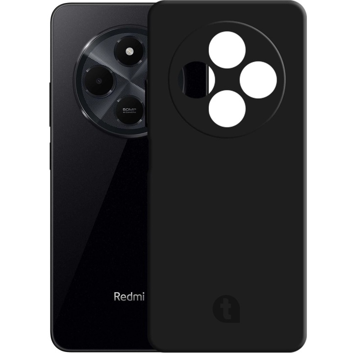 Telefon tok szilikonból, Xiaomi Redmi 14C-vel kompatibilis, Ultra vékony, Fekete