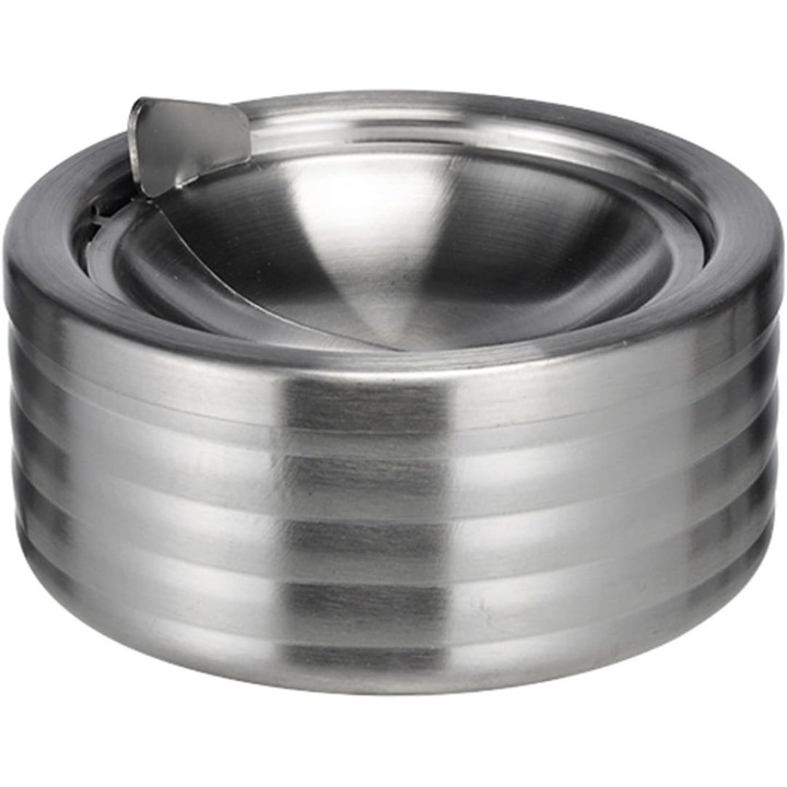 Scrumiera cu capac, design modern, forma dreptunghiulara, otel inoxidabil, 12x12x5.5cm