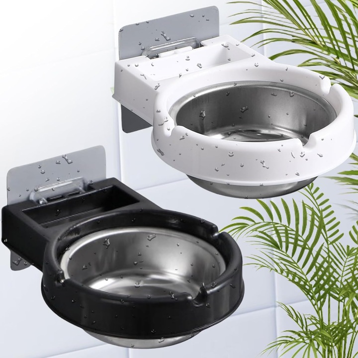 Set de 2 scrumiere de perete din otel inoxidabil, design multifunctional, capacitate mare, rezistent la apa, pentru baie si bucatarie