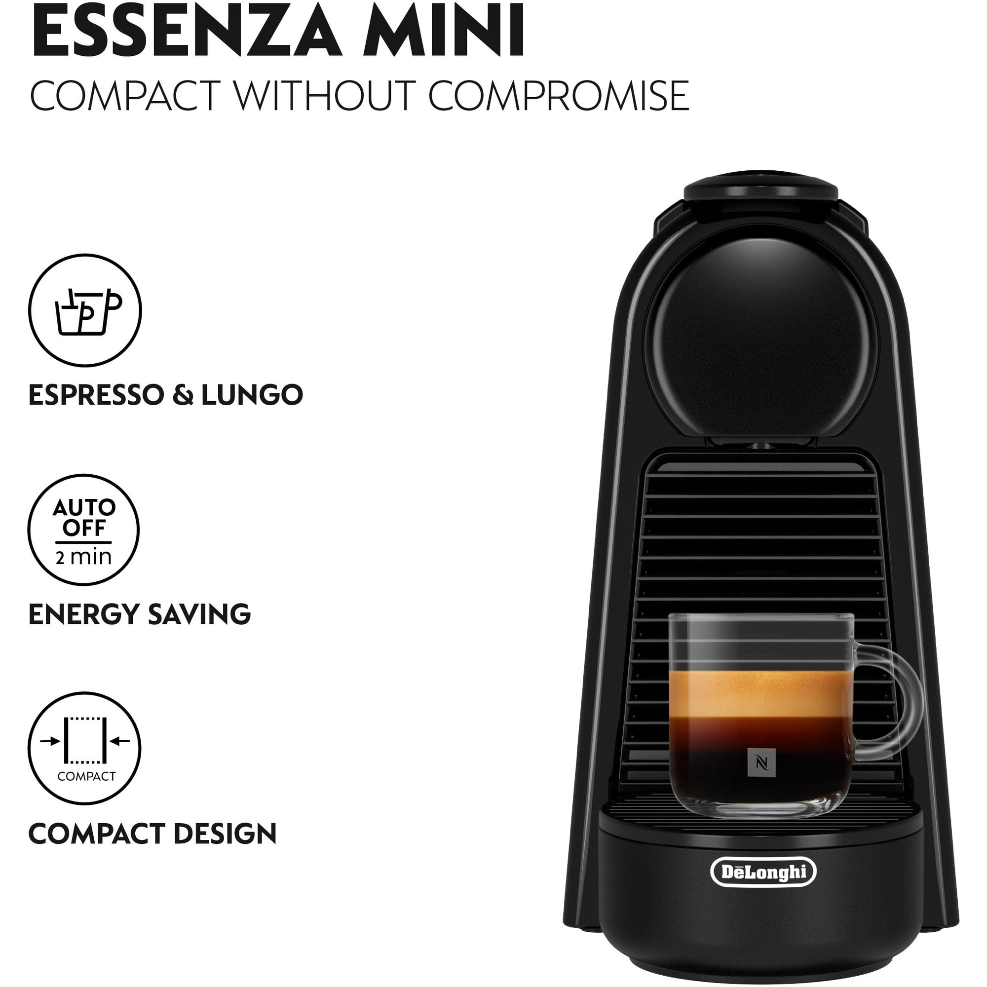 Pachet Nespresso Essenza Mini by De'Longhi, negru + 50 de capsule