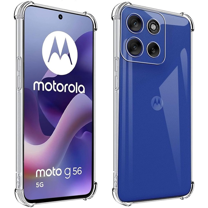 Motorola Moto G56 5G съвместим силиконов гръб, подсилени ъгли, прозрачен, Anti Shock, 1, 5мм