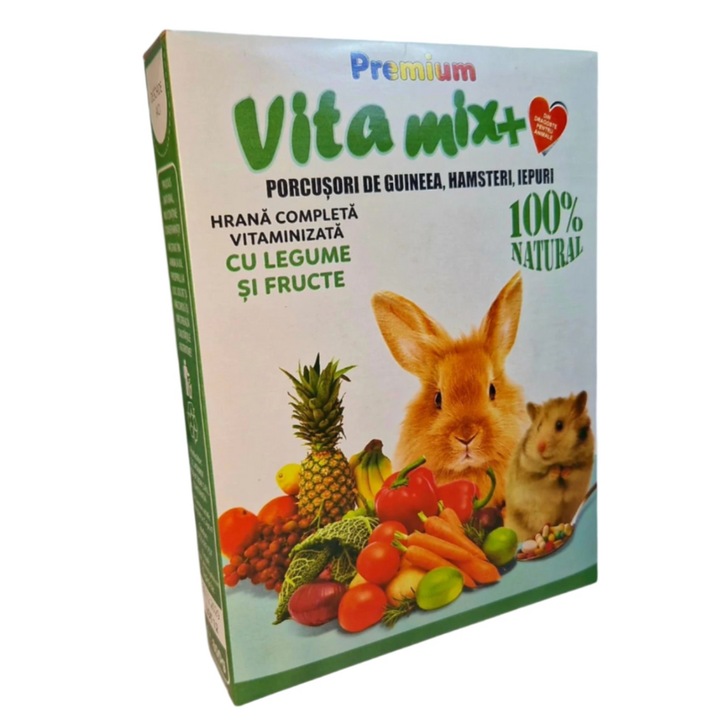 Hrana Vitamix pentru rozatoare, 800g, multivitaminizata, pentru iepuri, hamsteri si porcusori de Guineea
