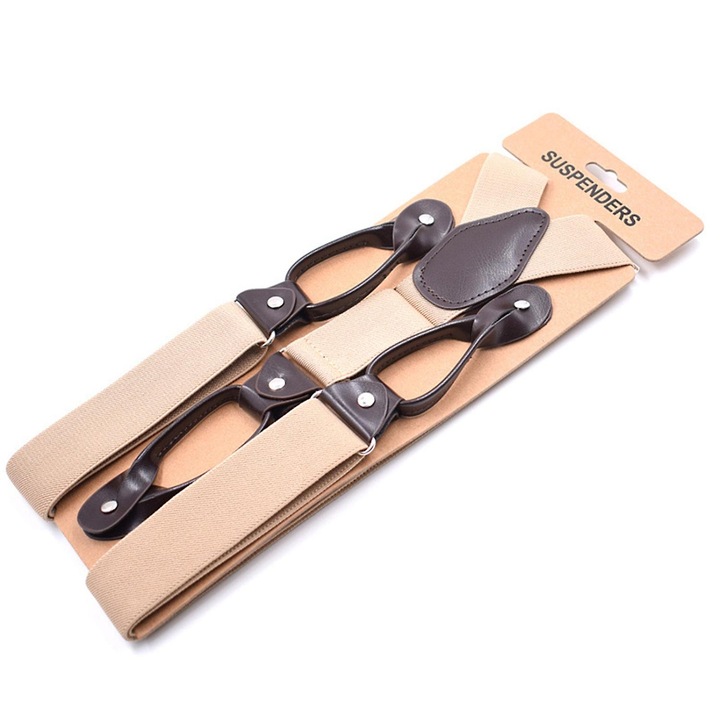 Férfi nadrágtartó, állítható, bézs, 120x3.5cm, szett