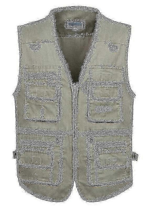 Ujjatlan, hétköznapi, nagyméretű, zöld poliészter mellény, 4XL INTL