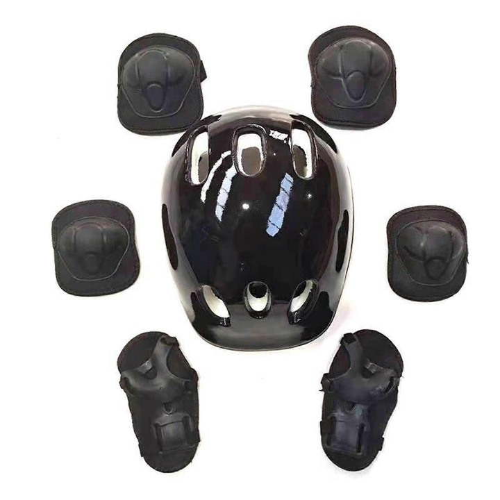 Set 7 Piese Casca si Protectii Genunchi, Cot si Mana pentru Copii, Multicolor