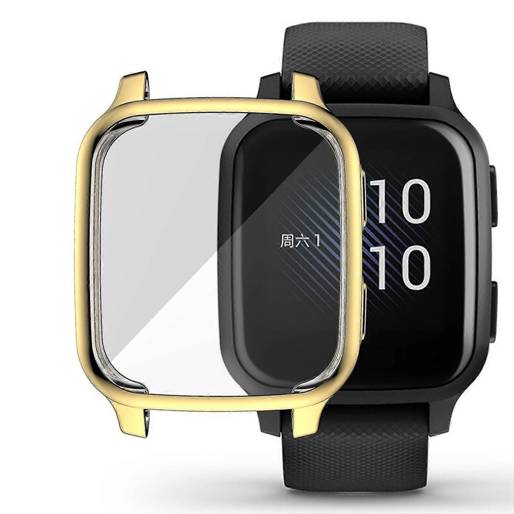 Védőtok Garmin Venu Sq órához, puha TPU, galvanizált design, arany