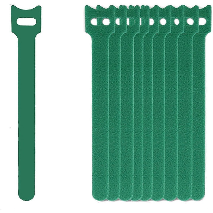Set 50 bucati legatori cablu reutilizabili, microfibra, verde, 150x12mm