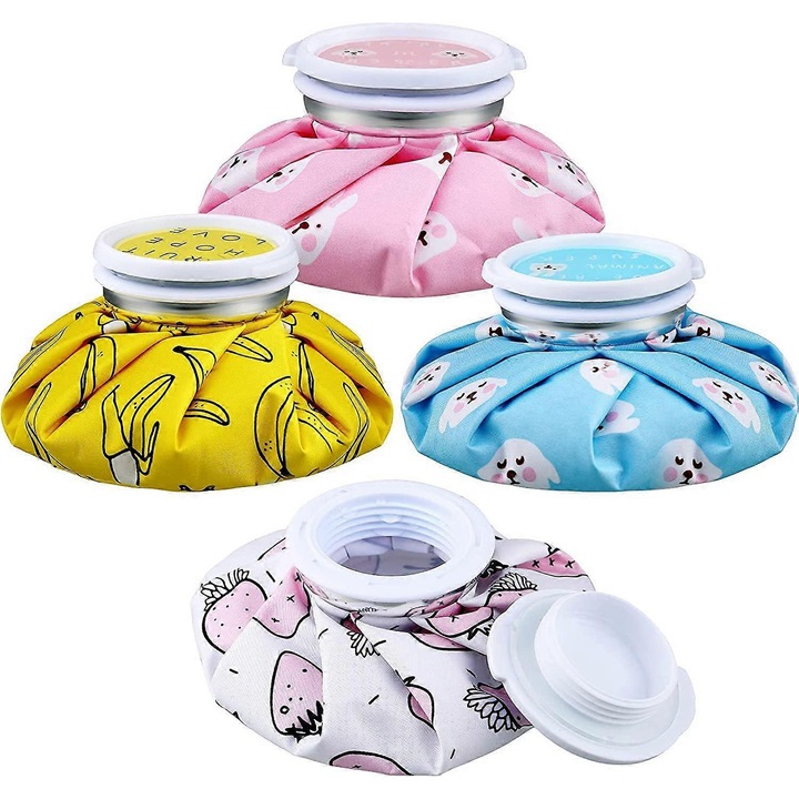 Pachet set 4 pungi cu gheata reutilizabile, 14.5x14.5cm, pentru racire si ameliorarea durerii