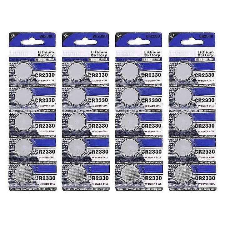 Set 20 Baterii CR2330 pentru Telecomenzi Auto, 3V, Dimensiune Medie