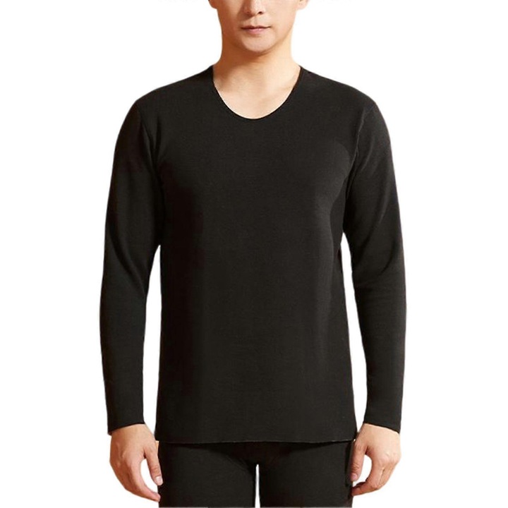 Мъжка спортна термо блуза от полар, дишаща, бързосъхнеща, черна