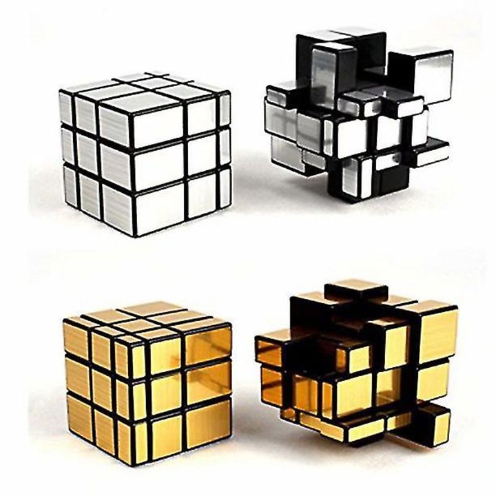 Set 2 Cuburi Magice 3x3x3 Aurie si Argintie
