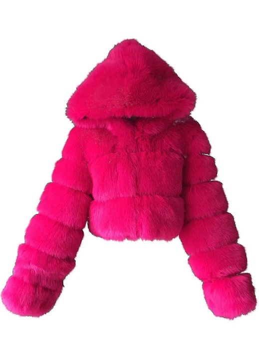 Palton din blana artificiala, roz, casual, maneci lungi, pentru femei, 2XL INTL