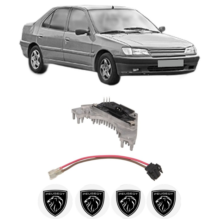 Rezistenta trepte ventilator aeroterma PEUGEOT 306 (7B, N3, N5) din 1994-2001, rezistor ventilator habitaclu auto, 4x Stickere Auto cu PEUGEOT