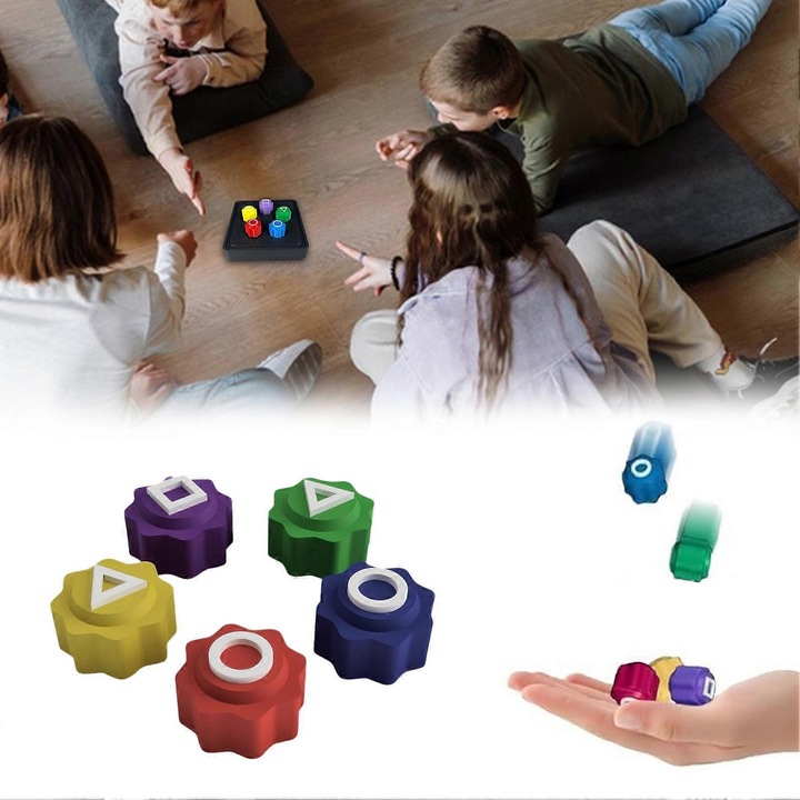 Комплект 5 корейски камъка, игра Gonggi, пластмаса, многоцветен