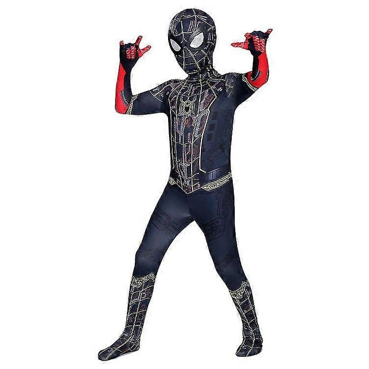 Costum copii, 130cm, negru, set cu caciula