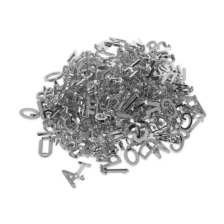 Set 147 Litere Pre-taiate pentru Panou cu Litere din Fleece, argintiu