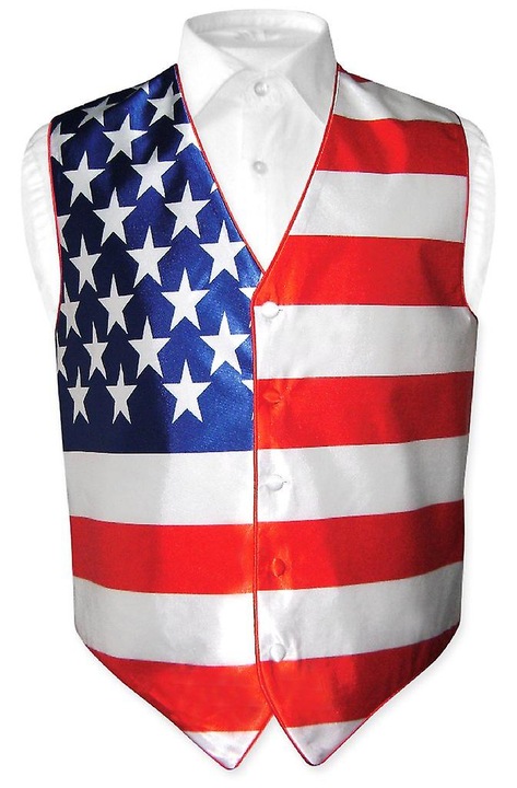 Férfi mellény, amerikai zászlóval, sokszínű, elegáns