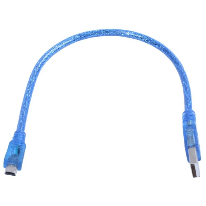 Cablu USB 2.0 A la Mini USB B, 30cm, albastru