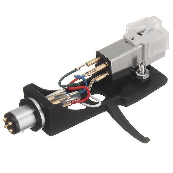 Mágneses tű fejrészkel a lemezjátszóhoz, 4 tűs, fekete