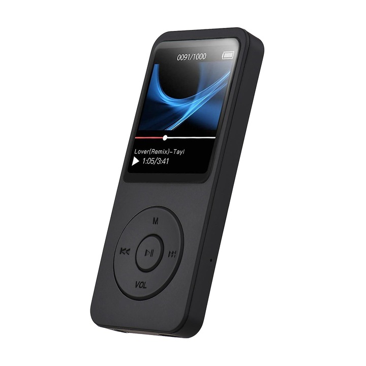 Hordozható MP4 lejátszó, 1,77 hüvelykes LCD, 16GB/32GB/64GB, Bluetooth 3.0, fekete