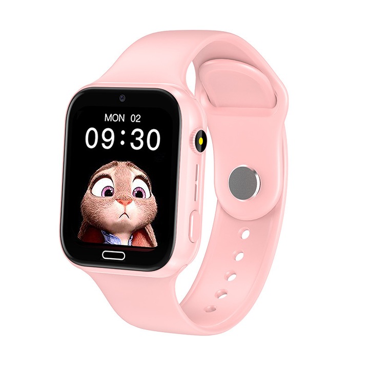 Ceas inteligent pentru copii X01, apeluri video 4G, GPS, rezistent la apa IP67, roz
