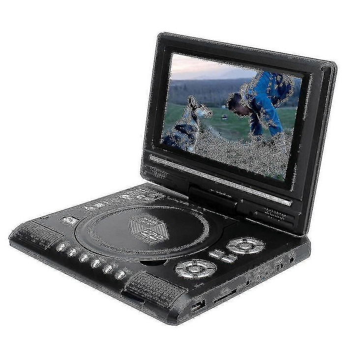 Player DVD portabil 9 inch, functie TV, display HD, rotire 270°, set standard accesorii