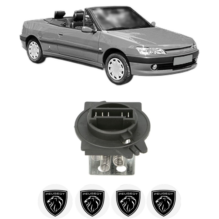 Rezistenta trepte ventilator aeroterma PEUGEOT 306 Convertible (7D, N3, N5) din 1994-2002, rezistor ventilator habitaclu auto, 4x Stickere Auto cu PEUGEOT