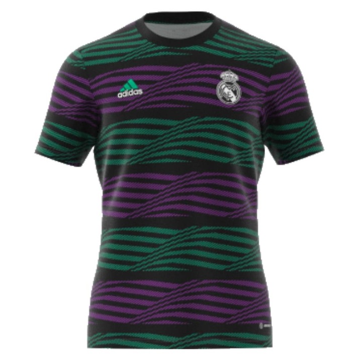 Tricou sport barbati, pre-meci Real Madrid, AEROREADY, verde, material fin