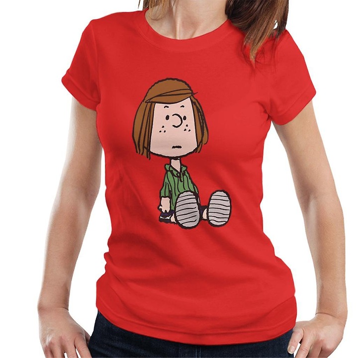 Női póló Peanuts Peppermint Patty, piros, 100% pamut, kis méret