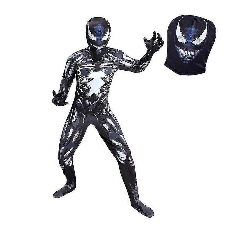 Costum de rol pentru copii, Venom, cu gluga, 100% spandex, marimi disponibile 110-150 cm