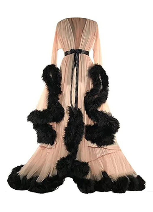 Halat pentru dama, poliester, pentru petreceri de burlacite, crem/negru, 2XL INTL