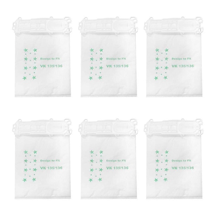 Set 6 pungi de praf pentru aspirator, compatibile cu Kobold Vk135 Vk136 Fp136, material textil netesut