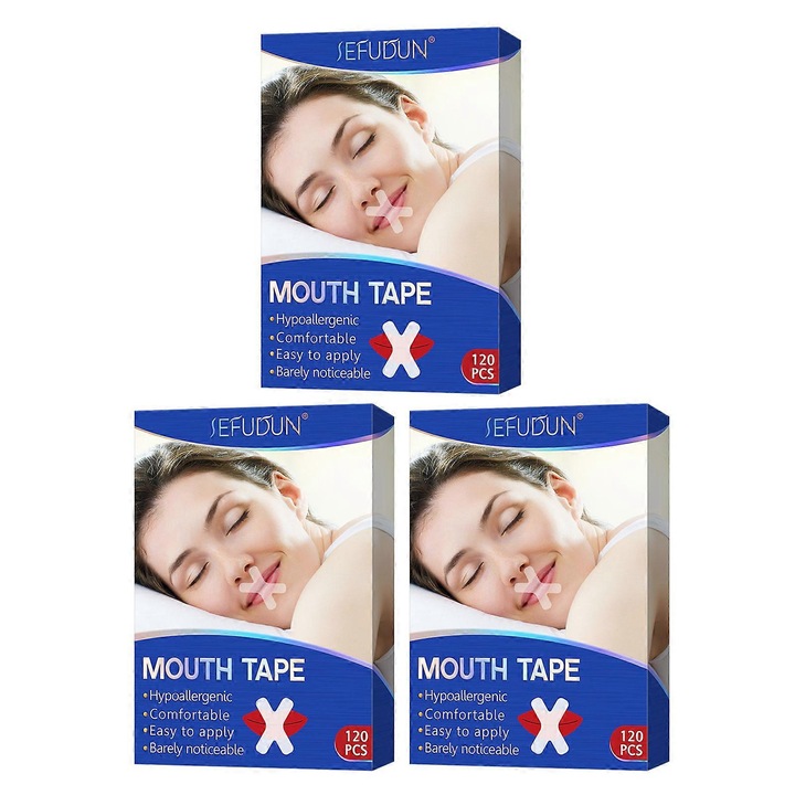 Set 120 plasturi pentru somn, Sefudun, 6.8x2x9.5cm, confortabili, rezistenti, fara iritatii, 3 cutii