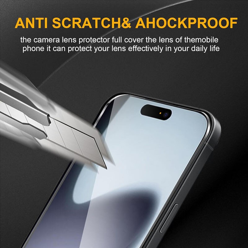Set 3 folii protectie ecran/3 folii protectie camera, Rqiurpn, Sticla securizata, 9H, Pentru iPhone 17, Ultra Rezistenta, Transparent
