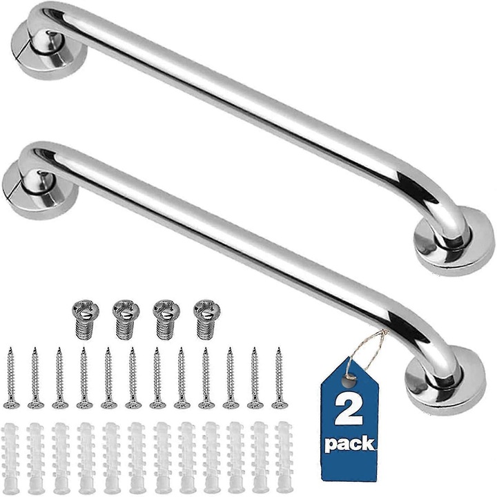 Set 2 Suporturi pentru Dus din Otel Inoxidabil, 20in, Rezistente la Coroziune, Design Multifunctional