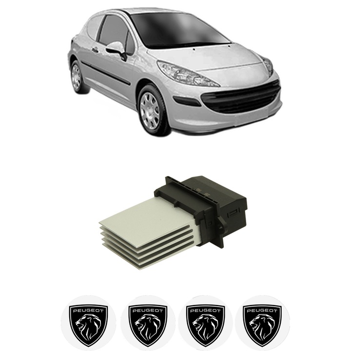 Rezistenta trepte ventilator aeroterma PEUGEOT 207 Hatchback Van (WA_, WC_) din 2007-2012, rezistor ventilator habitaclu auto, 4x Stickere Auto cu PEUGEOT