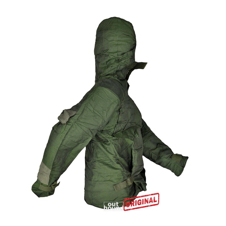 Costum de protectie militara, combinatie si pantaloni, verde masliniu, echipament NBC, impermeabil, cu gluga integrata, OneSize