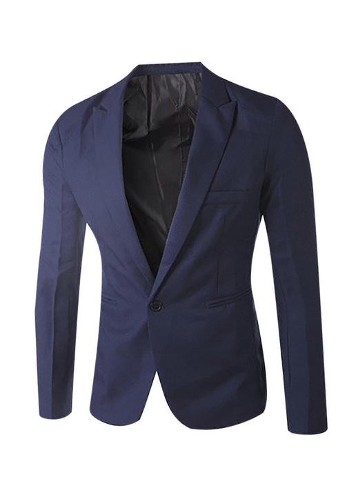 Sacou barbatesc casual, un nasture, bleumarin, XL INTL