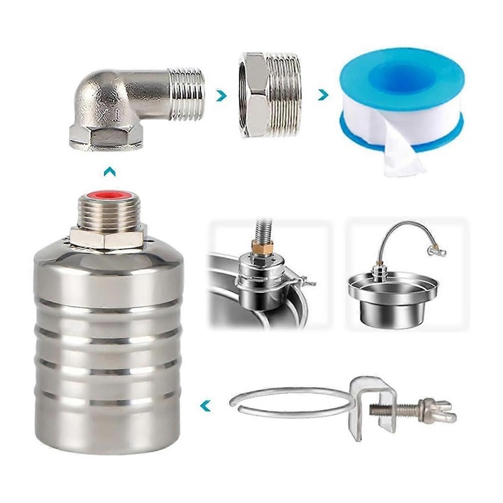 Supapa flotanta automata, 1/2 inch la 3/4 inch, inox 304, set
