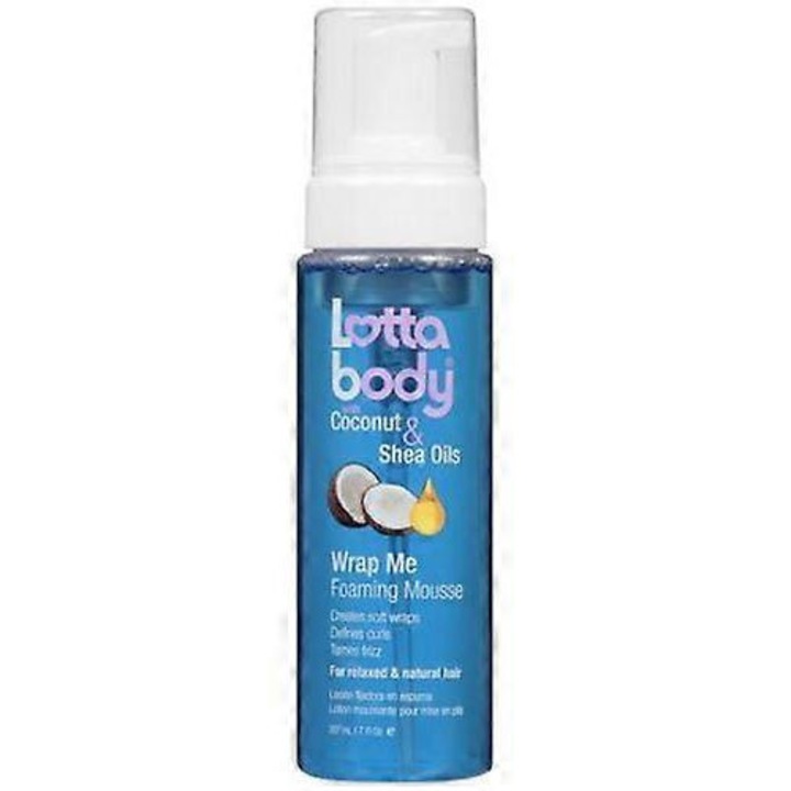 Spuma de par Lottabody Wrap Me 7oz, hidratare cu ulei de cocos si shea, uscare rapida, volum