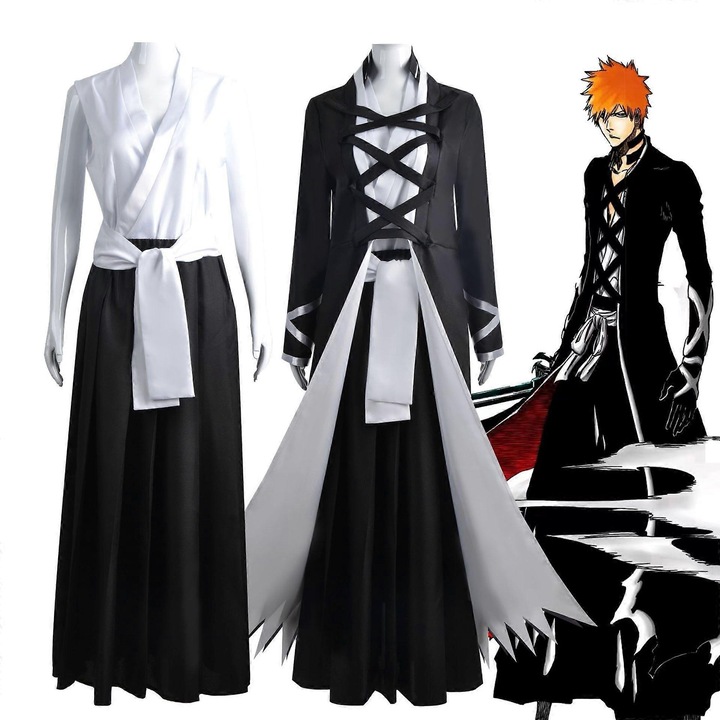Costum Anime pentru Barbati, Ichigo Kurosaki, set, Polyester, S-XXXL